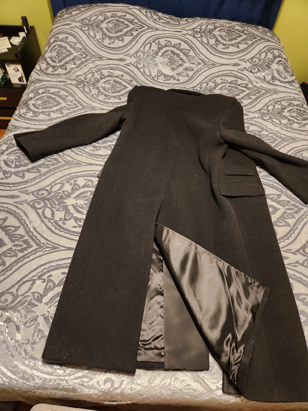 Polo by Ralph Lauren Black Double-Breasted Wool Trench Coat - Picture 9 of 9